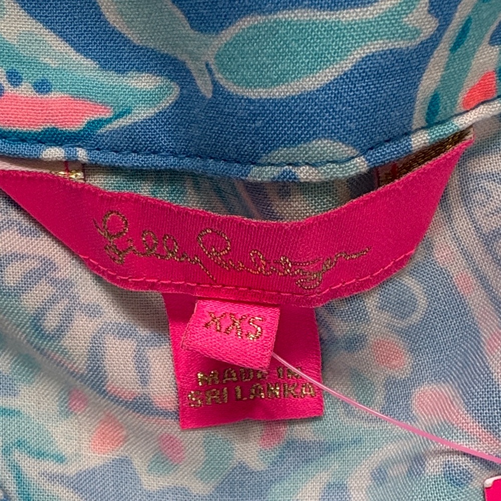 Lilly Pulitzer Charlee Tunic Zanzibar Blue and Pink Tunic Dress Fish KISS - Picture 3 of 7